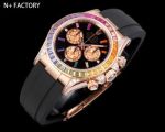 N Factory Rolex Daytona Rainbow Diamond Bezel 40mm 7750/4310/4131 Movement Rose Gold Case Watch